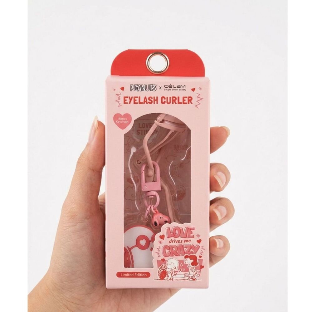 NIB Peanuts x Célavi Limited Edition Eyelash Curler - Pink w/ Bonus Keychain